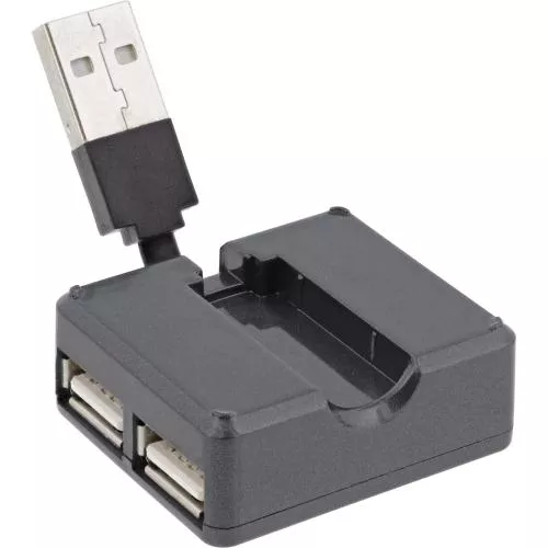 InLine® USB 2.0 Hub, 4 Port, schwarz, Kabel 30cm, schmale Bauform
