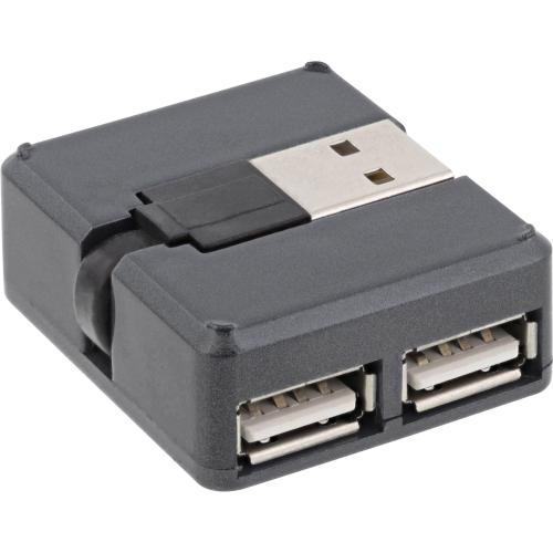 Preview: InLine® USB 2.0 Hub, 4 Port, schwarz, Kabel 30cm, schmale Bauform