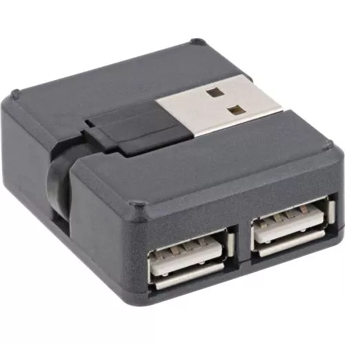 InLine® USB 2.0 Hub, 4 Port, schwarz, Kabel 30cm, schmale Bauform