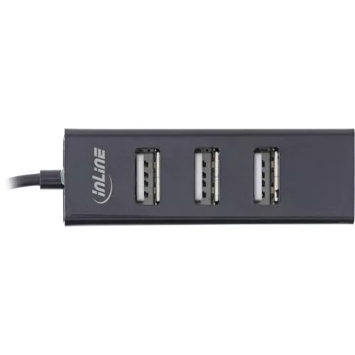 InLine® USB 2.0 Hub, 4 Port, schwarz, Kabel 30cm, schmale Bauform