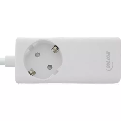 InLine® USB Netzteil, 65W Ladegerät, 2x USB-C + 1x USB-A, mit Schutzkontaktbuchse und 1,5m Kabel, PD3.0 PPS GaN, weiß