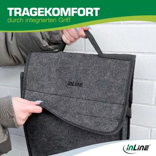 InLine® Aufbewahrungstasche für EV Autoladekabel, bis 7,5m, grau