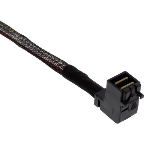 Preview: InLine® Mini SAS HD Kabel SFF-8643 gewinkelt zu 4x SFF-8482 + Strom 1m