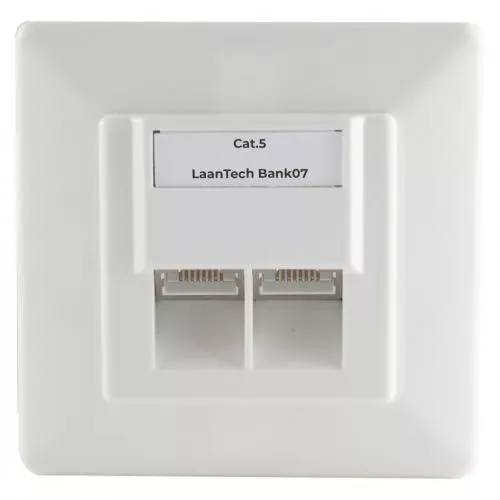 Netzwerkdose Cat.5e Unterputz 2-fach, geschirmt, weiß