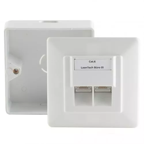 Netzwerkdose Cat.6 2-fach AP/UP-Set, geschirmt, weiß