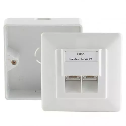 Netzwerkdose Cat.6A 2-fach AP/UP-Set, vollgeschirmt, weiß