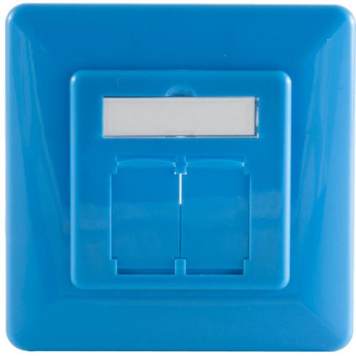 Abdeckrahmen für Netzwerkdosen 80×80 mm, inkl. Zentralstück 50×50 mm, Blau