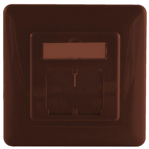 Abdeckrahmen für Netzwerkdosen 80×80 mm, inkl. Zentralstück 50×50 mm, Braun