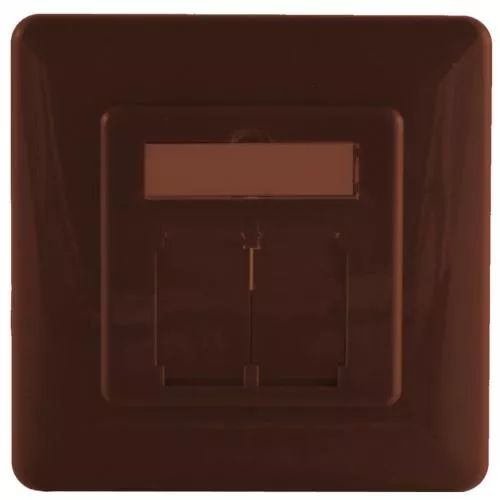 Abdeckrahmen für Netzwerkdosen 80×80 mm, inkl. Zentralstück 50×50 mm, Braun