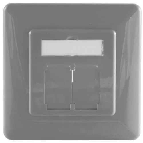 Abdeckrahmen für Netzwerkdosen 80×80 mm, inkl. Zentralstück 50×50 mm, Silber-Grau (RAL 7001)