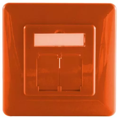 Abdeckrahmen für Netzwerkdosen 80×80 mm, inkl. Zentralstück 50×50 mm, Orange