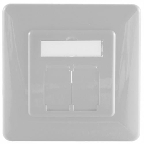 Abdeckrahmen für Netzwerkdosen 80×80 mm, inkl. Zentralstück 50×50 mm, Perlweiß