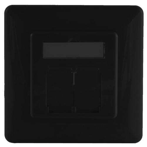 Abdeckrahmen für Netzwerkdosen 80×80 mm, inkl. Zentralstück 50×50 mm, Schwarz