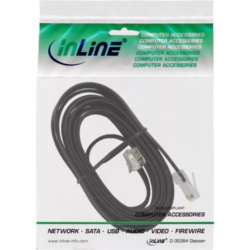 InLine® Modularkabel RJ45 zu RJ12 Stecker / Stecker 6-adrig 10m