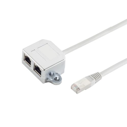 RJ45 Y-Adapter Cat.5e – Telefon/Telefon, 2× Buchse, 0,1 m, geschirmt