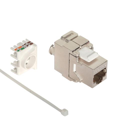 Preview: Cat 6A Keystone Modul – RJ45 – vollgeschirmt (STP) – 10 G – werkzeuglos