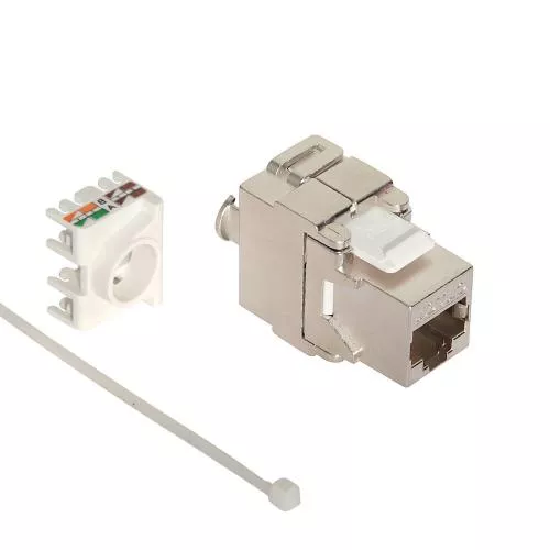 RJ45 Keystone-Modul Cat.6A – 500 MHz – vollgeschirmt – werkzeuglos