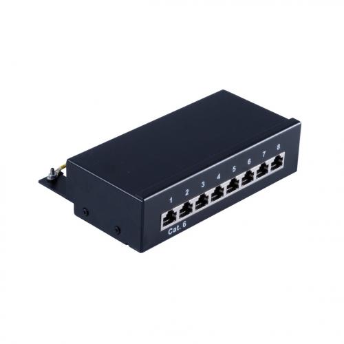 Patchpanel Cat.6 – 8 Port – geschirmt – Desktop/Wandmontage – schwarz