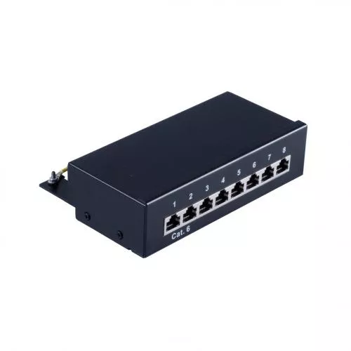 Patchpanel Cat.6 – 8 Port – geschirmt – Desktop/Wandmontage – schwarz