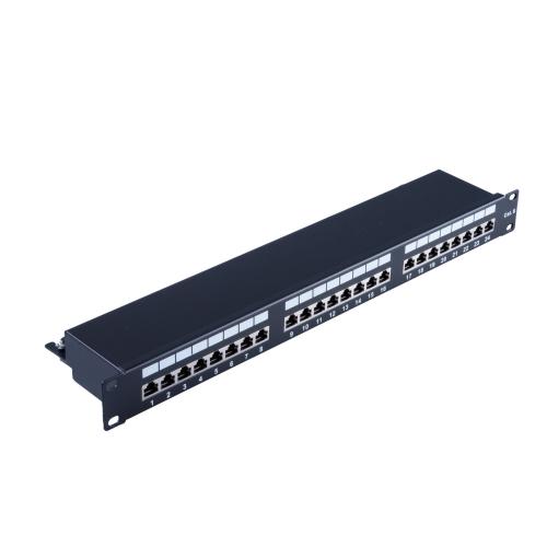Patchpanel Cat.6 – 24 Port – geschirmt – 19 Zoll – 1 HE – schwarz