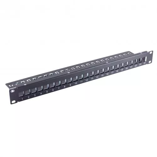 Keystone Patchpanel 19 Zoll, 24 Port, 1HE, slim, schwarz
