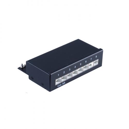 Patchpanel Cat.6A – 8 Port – geschirmt – Desktop/Wandmontage – schwarz