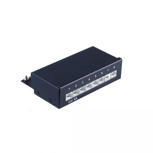 Patchpanel Cat.6A – 8 Port – geschirmt – Desktop/Wandmontage – schwarz