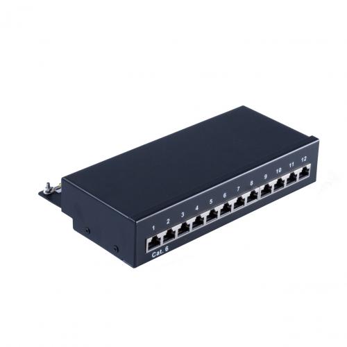 Patchpanel Cat.6 – 12 Port – geschirmt – Desktop/Wandmontage – schwarz