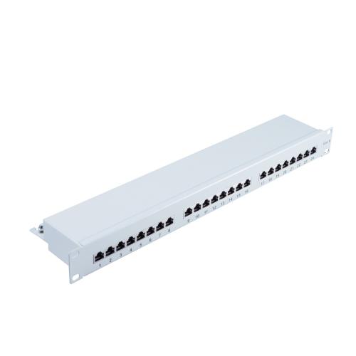 Patchpanel Cat.6 – 24 Port – geschirmt – 19 Zoll – lichtgrau