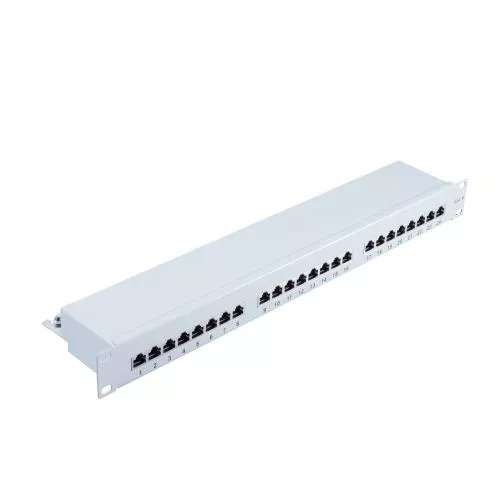 Patchpanel Cat.6 – 24 Port – geschirmt – 19 Zoll – lichtgrau