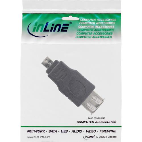 InLine® Micro-USB Adapter, Micro-A Stecker an USB A Buchse