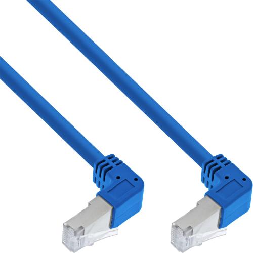 InLine® Patchkabel 2-seitig unten gewinkelt, S/FTP, Cat.6, 250MHz, 1,60m, blau