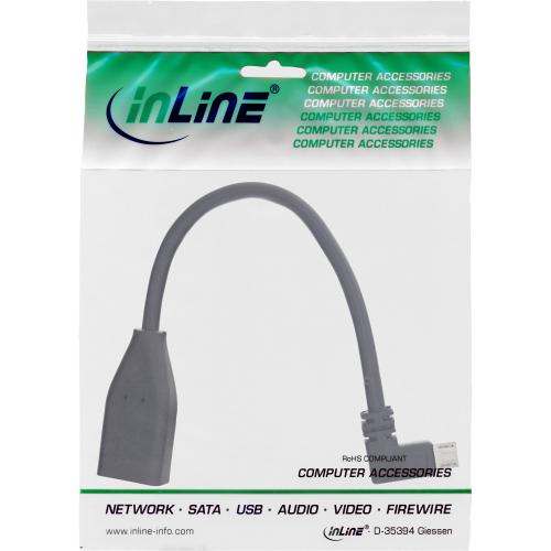 InLine® Micro-USB OTG Adapterkabel, Micro-B ST gewinkelt an USB A BU, 0,1m