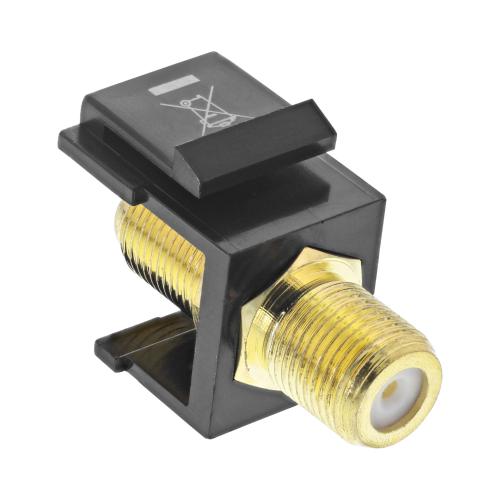 Keystone Einbauadapter mit F-Buchsen – für Koaxial- und SAT-Kabel (schwarz)