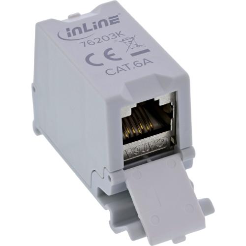 Preview: Cat.6A RJ45 Doppelkupplung für Hutschiene – 10G-tauglich, geschirmt