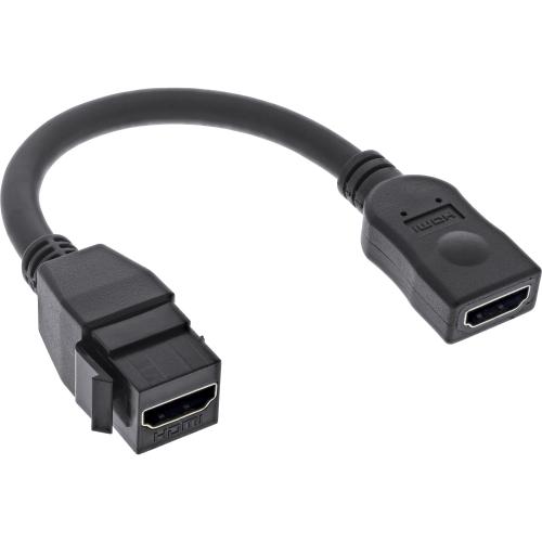 HDMI Keystone-Adapterkabel, 4K @ 30Hz, Buchse/Buchse, Snap-In, 0,2 m, schwarz