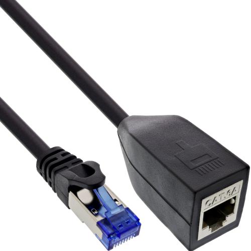 RJ45-Break-Away-Adapter Cat.6A, 0,2 m, Schnittstellenschutz, S/FTP, schwarz