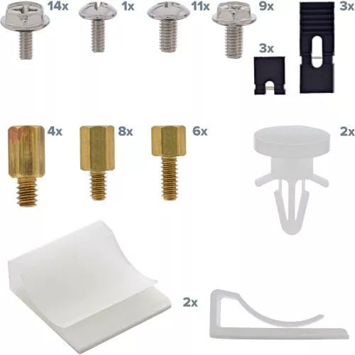 PC-Montageset mit Schrauben, Jumpern und Abstandshaltern