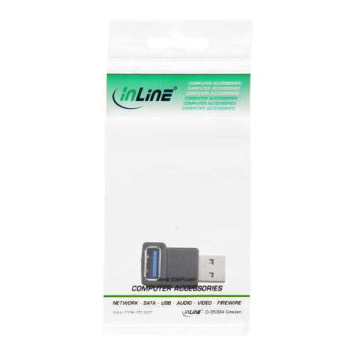 Preview: InLine® USB 3.0 Adapter Stecker A auf Buchse A gewinkelt 90°