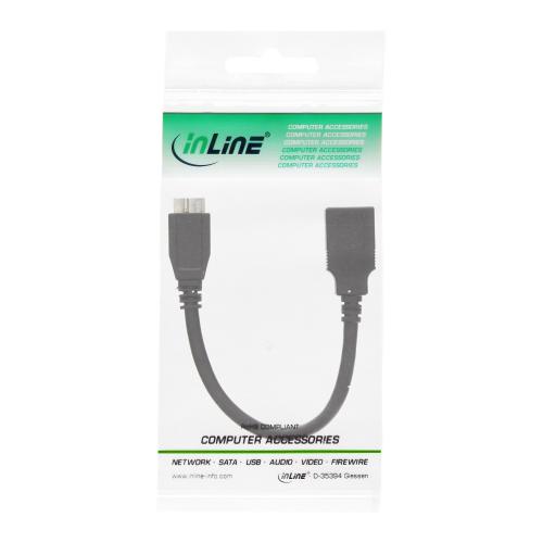 Preview: InLine® Micro USB 3.0 OTG Adapterkabel Micro B Stecker an USB A Buchse 0,15m