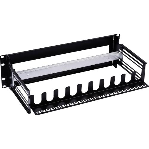 Preview: InLine® 19" Schutzschalterleiste 3HE, mit tiefenverstellbarer Hutschiene