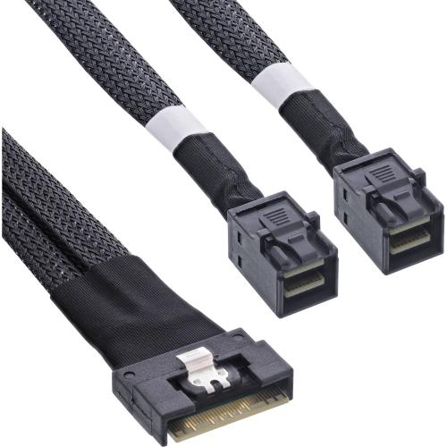 Preview: InLine® Slim SAS Kabel, SFF-8654 8i zu 2x SFF-8643