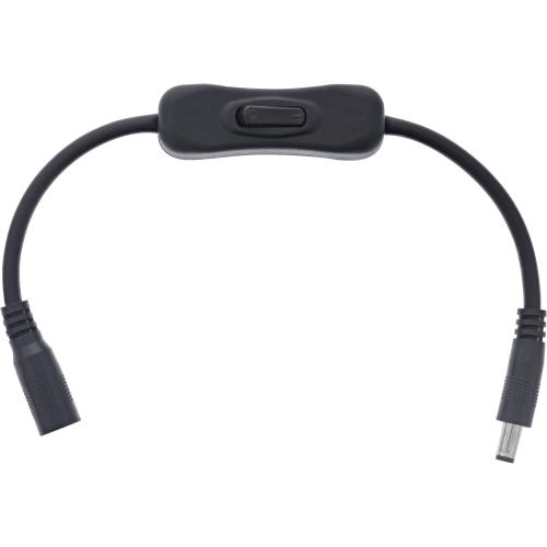 Preview: InLine® DC Kabel mit Schalter, DC ST/BU 5,5x2,1mm, AWG 18, schwarz, 0,20m