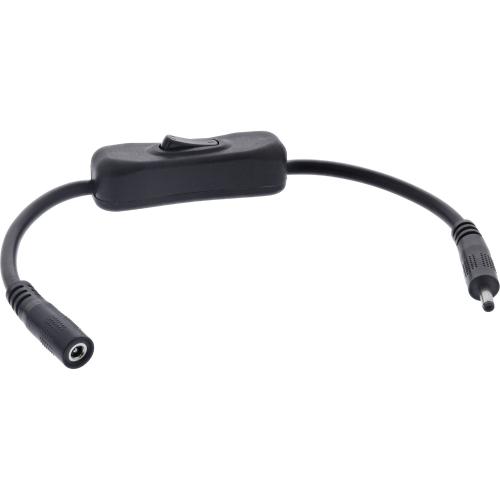 Preview: InLine® DC Kabel mit Schalter, DC ST/BU 3,5x1,35mm, AWG 18, schwarz, 0,20m
