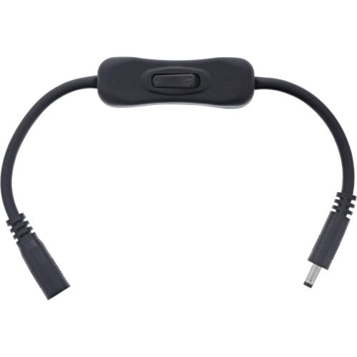 Preview: InLine® DC Kabel mit Schalter, DC ST/BU 3,5x1,35mm, AWG 18, schwarz, 0,20m