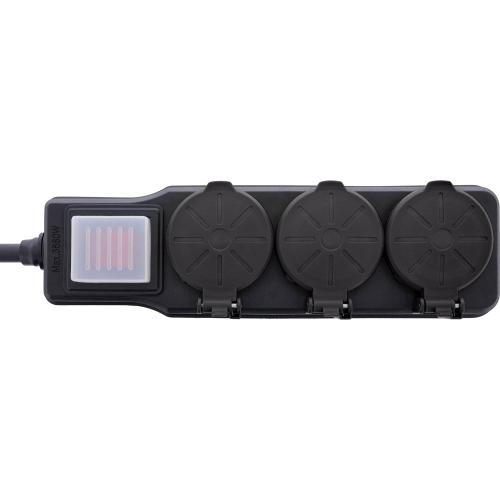 Preview: InLine® Outdoor-Steckdosenleiste, 3-fach Schutzkontakt, IP44, mit Schalter, 3m