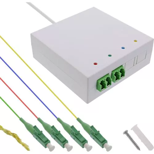 LWL Anschlussbox vorkonfektioniert – 4x LC/APC 9/125µm, 50m