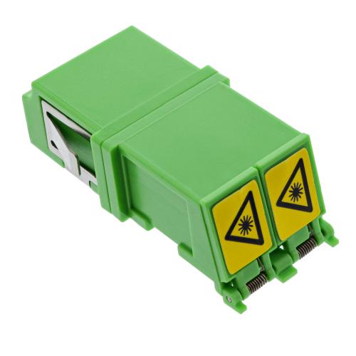 Preview: LWL Kupplung LC-LC Duplex – Singlemode OS1/OS2 – Keramik – mit Shutter – grün