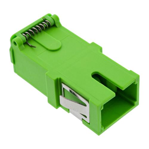 Preview: LWL Kupplung SC-SC Simplex – Singlemode OS1/OS2 – Keramik – mit Laserschutzblende – grün