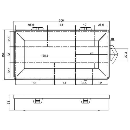 Preview: InLine® Kleinteilebox, 10 Fächer, Abmessungen: 206x107x33mm, transparent